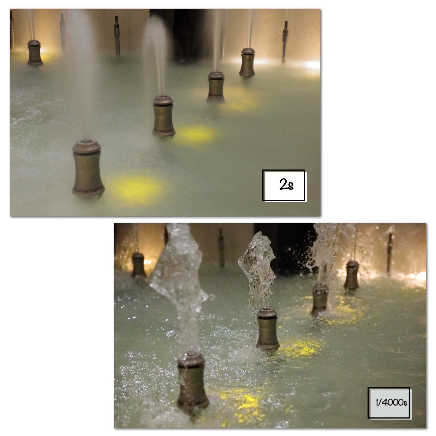 Das Bild zeigt den Unterschied zwischen einer Belichtungszeit von 2s und 1/4000s.